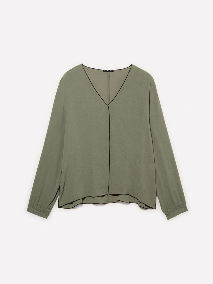 Military green oversized blouse - women's blouses - Military Green | Sisley image number 5